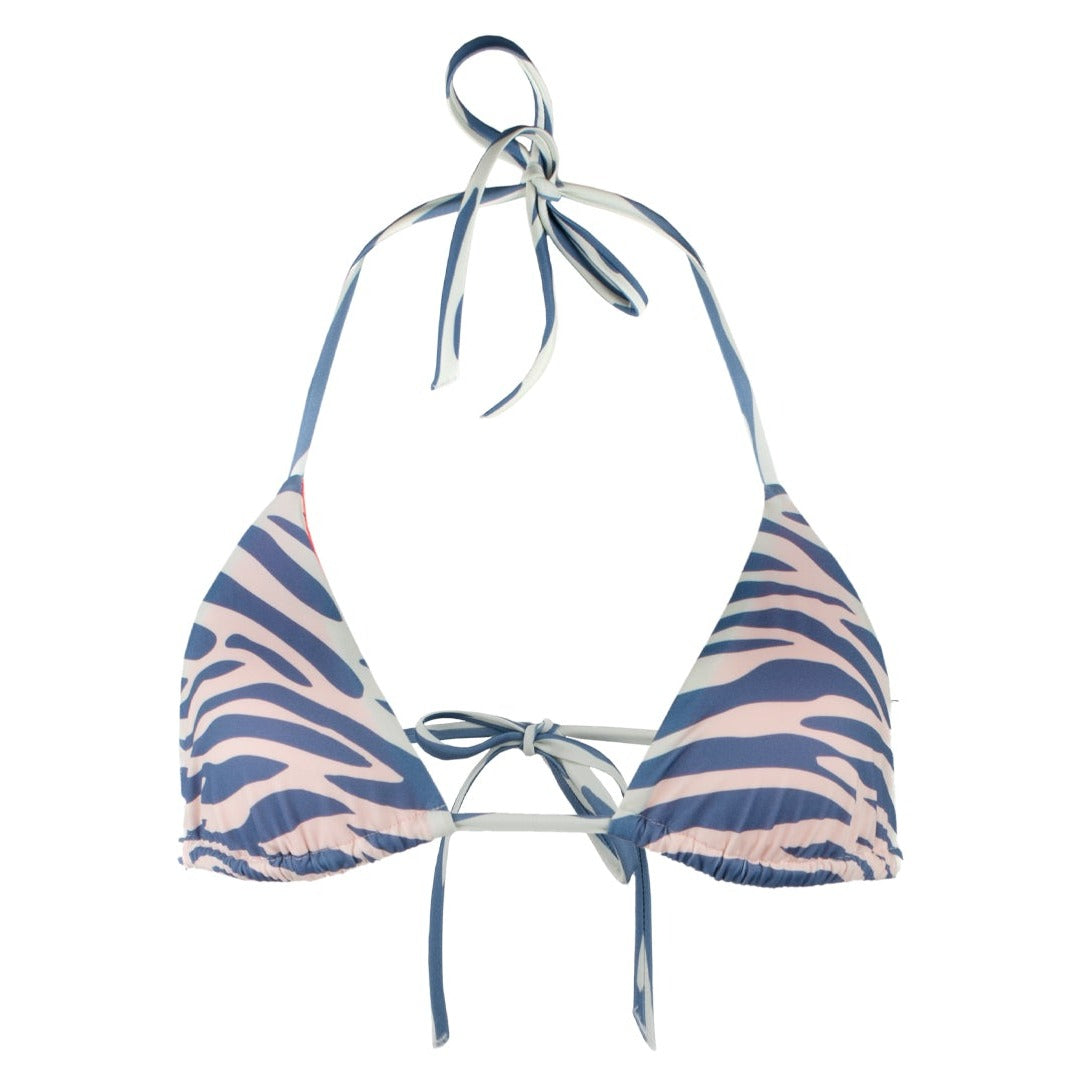 bikini zebra, neon pink, animal print bikini blue and pink