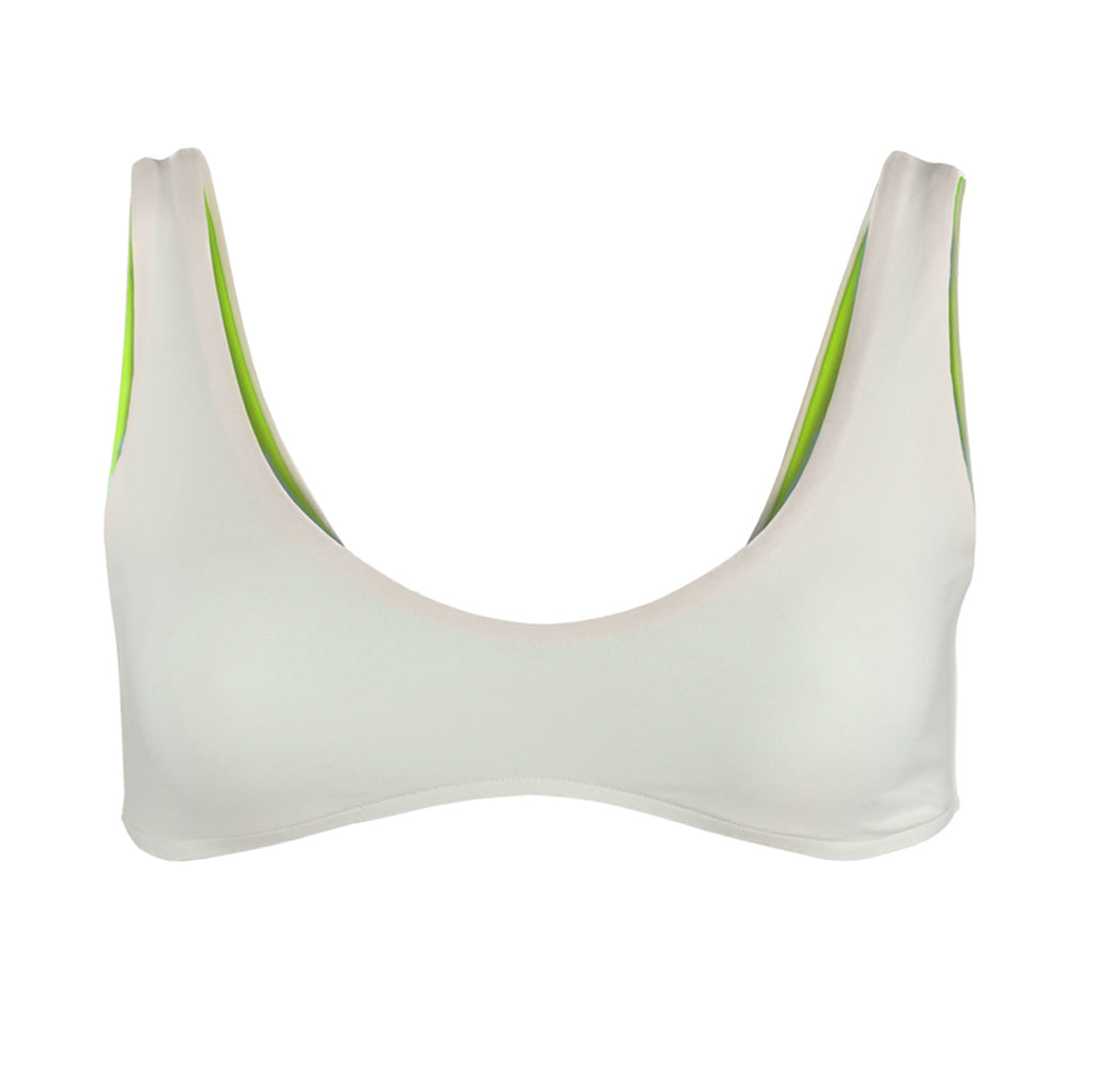 bikini top sport white with neon green lining