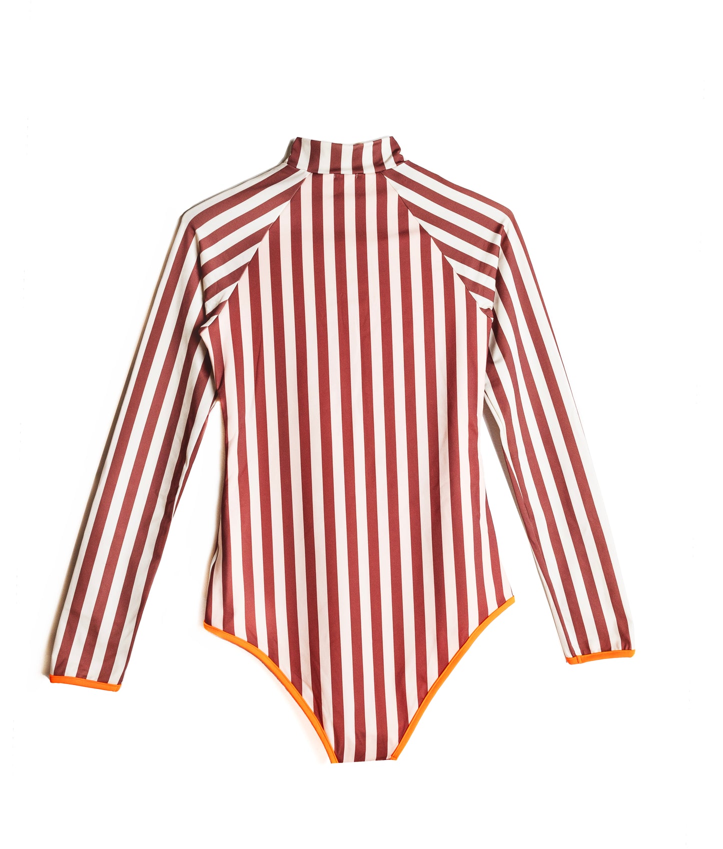 long sleeves swimsuit, bañador manga larga, striped swimsuit, long sleeves striped brown and white swimsuit